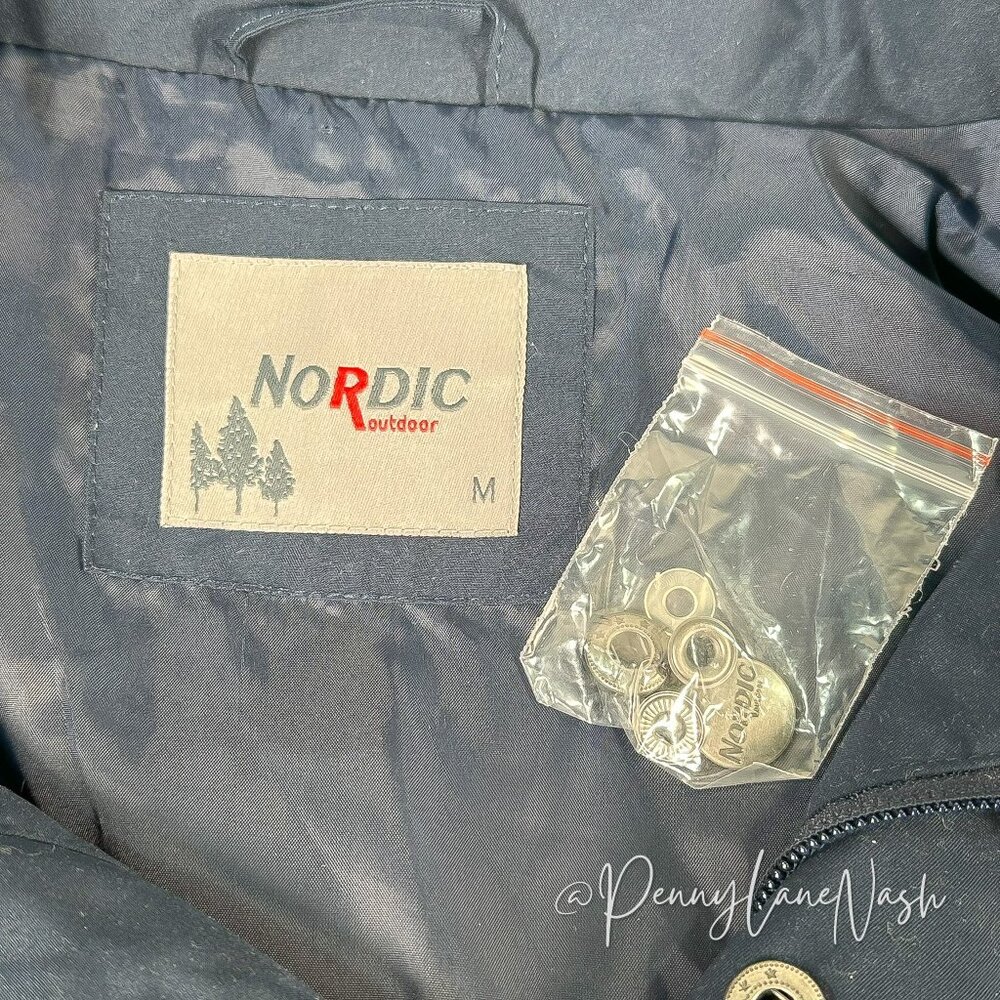 Nordic Outdoor Snap Front Rain Jacket Size M Navy - Picture 7 of 14